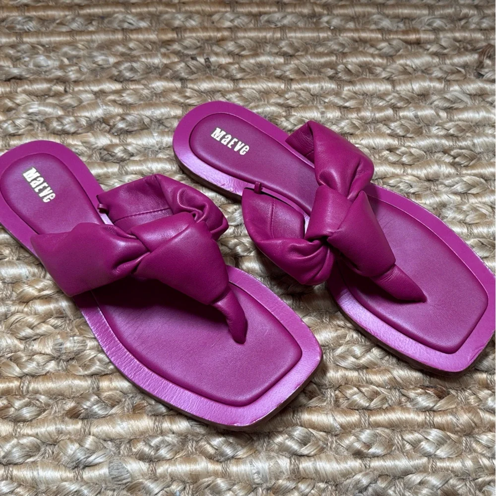 Anthropologie Maeve Puffy Knotted Sandals in Fuchsia, size 9 - Picture 1 of 3